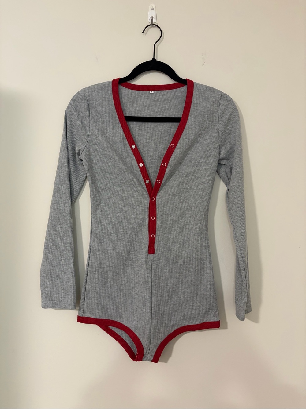 Long-Sleeve Ribbed Snap-Front Boyshort Lounge Romper